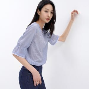 잔스트라이프 프릴넥 셔츠 LFWSN408_BL
