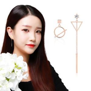 [오너클랜]14K 로즈골드 멀린 언발란스 드롭 귀걸이