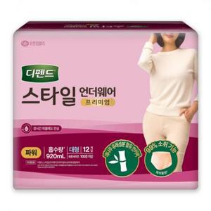 디펜드 여성용 프리미엄 스타일 언더웨어 파워 성인기저귀 대형, 12개입, 1