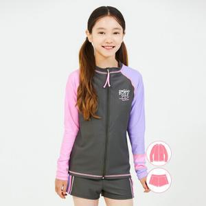 베이직엘르 여아동 집업 래쉬가드 비치반바지 세트 BEG-W601G