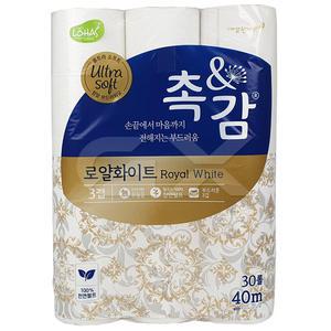 깨끗한나라 촉앤감 화이트 화장지 40M x30롤 롤휴지 두루마리 gxm