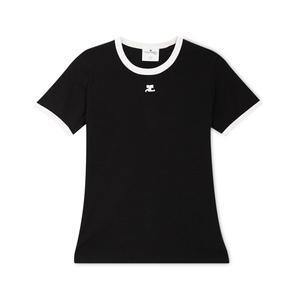 [쿠레주]꾸레쥬 여성 콘트라스트 블랙/헤리티지 화이트 반팔티 VESJTS017 JS0070 9901