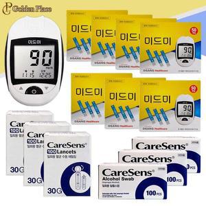 미드미 혈당측정기+시험지350매+침300개+솜300매 검사지 스트립 G