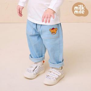 [밀크마일] 뽀글곰스트레이트핏데님해지팬츠