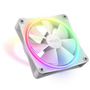 NZXT F120 RGB 듀오 - 120mm 양면 팬 u2013 개별 주소 지정 가능 LED 20개 균형 잡힌 공기 흐름 및 정압 유체 동적 베어링 PWM 제어 진동 방지 고무 모서리 화이트