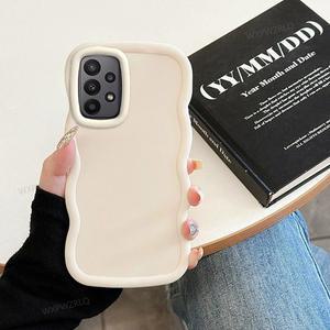 갤럭시 A23 A24 A25 F23 버디 2 M23 실리콘 충격 흡수 소프트 커버에 대한 솔리드 컬러 웨이브 전화 케이스