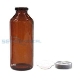 유리약병 주사약병 갈색 50ml 캡마개 포함 100개