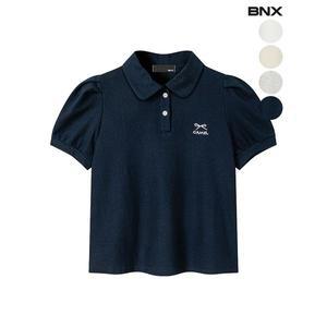[하프클럽/BNX]여성 리본 자수 퍼프소매 반팔 티셔츠