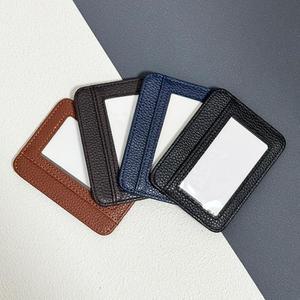 남성 비즈니스 신분증 투명칸 가죽 카드 지갑