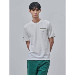 [빈폴] 허니콤 피케 포켓티핑 라운드넥 티셔츠 - 화이트 (BC4442C401)
