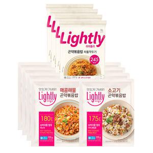 라이틀리 곤약볶음밥 200g 차돌깍두기 4봉+ 매콤해물 4봉 + 소고기 4봉/총12봉