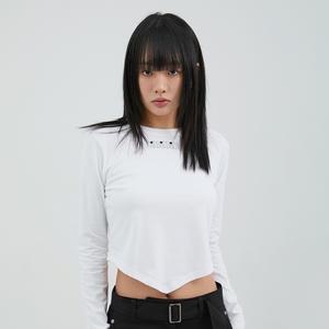 더블로고 언발 크롭 티셔츠 2color