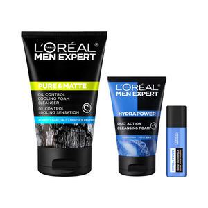 로레알파리 맨 엑스퍼트 퓨어 앤 매트 차콜 아이시 폼 100ml +아쿠아 클렌징 폼 50ml+수분 or 안티에이징 세럼 22ml