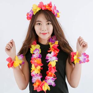(하와이훌라꽃레이모음)파티 머리띠 하와이언 목걸이