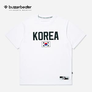 (버저비터)농구 티셔츠 화이트 KOREA FLAG 기능성 반팔티  농구복 국대반팔