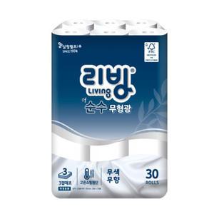 삼정펄프 리빙 더 순수 무형광 3겹 25m 30롤 1팩 화장지/휴지