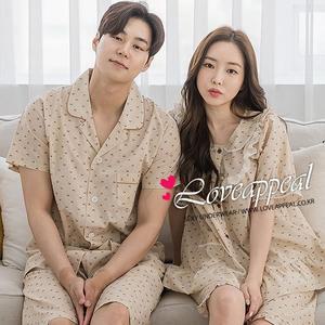 [러브어필]국산 시원한 60수 아사면 플라워 캐주얼 반팔 상하 커플잠옷(WC9536,M9536)신혼여행 결혼웨딩...