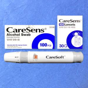 케어소프트 채혈기 1개 + 채혈침100 + 알콜솜100