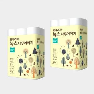 모나리자 녹스 나무이야기 데코 3겹 27M 30롤+30롤 총60롤 화장지 휴지 두루마리_JS