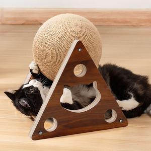 카시안 고양이 스크래쳐 볼 고급형 CATSB-02 CN 우드 원형 회전 사이잘 공 장난감