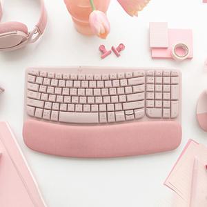 [국내정품] 로지텍코리아 WAVE KEYS 무선 블루투스 인체공학키보드 핑크