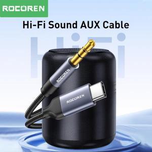 오디오 스피커 음향 케이블 앰프 연결선  Rocoren AUX C타입 3.5mm 잭 플 카펫 러그 어댑터 자동차 헤드폰