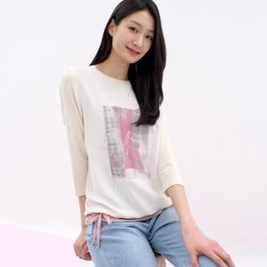 패치워크 라운드넥 7부 티셔츠 LCTSN327_LB