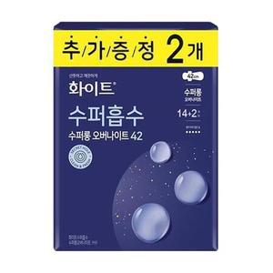 유한킴벌리 화이트 수퍼흡수 수퍼롱 오버나이트 42cm (14+2) 16개입
