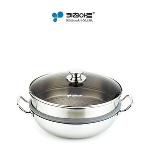 키친아트 스텐 2단 찜기 냄비세트 36cm 인덕션
