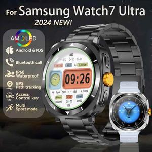 삼성 호환갤럭시 워치 7 울트라 GPS 나침반 NFC 스마트 워치 야외 스포츠 남자 AMOLED BT 통화 스마트워치