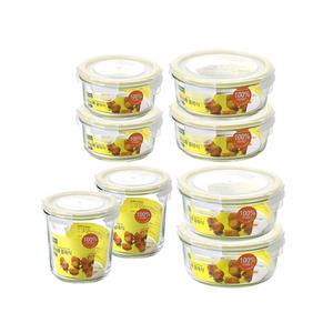 [세트]글라스락 클래식 옐로우에디션 원형 베스트 8조(400ml+720ml+950ml+도어포켓720ml, 각 2조씩)