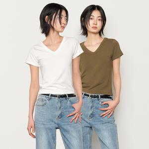 WOMAN 슬림 브이넥 반팔티 [4COL] / WBE2L01513