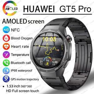 화웨이 GT5 프로 스마트 워치 남성용 티타늄 AMOLED 심박수