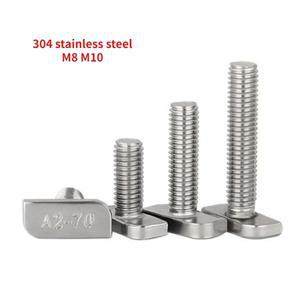 10pcs 304 스테인레스 스틸 T 모양 나사 볼트 알루미늄 프로파일 슬롯 광전지 그루브 사각형 머리 M8