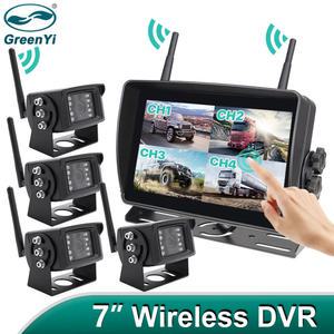 화물차 블랙 박스 무선 AHD 디지털 터치 스크린 DVR 기록 IR 야간 투시경 역방향 백업 카메라 트럭 트레일러 버스 RV용 4CH WiFi 모니터
