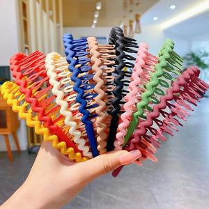 빗모양 세수머리띠 아크릴 어린이머리띠 웨이브 헤어밴드