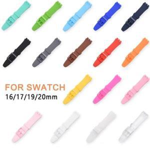 스와치 시계 밴드용 다채로운 고무 스트랩, 교체 손목 실리콘 팔찌, 방수 액세서리, 17mm,
