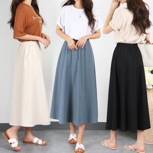 여성 빅사이즈 A라인 디아 린넨 플레어 롱스커트 롱치마 S~3XL