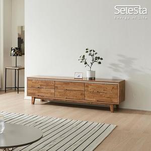월넛 150세련0 고무나무 원목 2단 서랍형 TV거실장