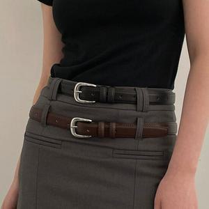 보이토 가죽 골드 버클 포인트 벨트