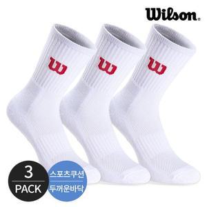윌슨 여성 스포츠 쿠션 로고포인트 크루삭스 3P_WH/RD