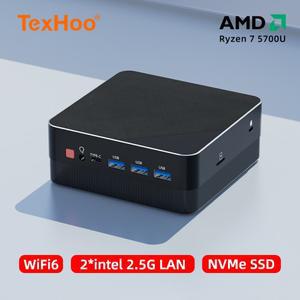 TexHoo 4 디스플레이 미니 PC, AMD RYZEN 7 5800U 포켓 듀얼 DP HD-MI, LAN C타입 와이파이 6 DDR4 16GB 1T