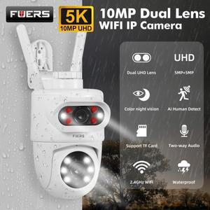 FUERS 5K 10MP 듀얼 렌즈 IP 카메라 Tuya 스마트 홈 보안 자동 추적 무선 알람 WIFI CCTV 감시 야외 카메라