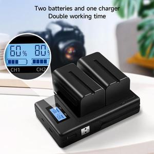 3300mAh NP-F550 NP F550 카메라 배터리 + 소니 FX1000E FX1E FX7E용 USB LCD 듀얼 충전기