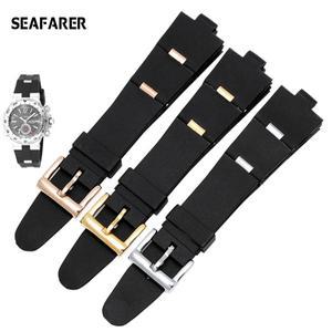 시계 밴드 남자 블랙 고무 교체 스트랩 BVLGARI Bvlg Diagono 24mm * 8mm