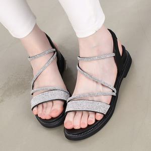 보석샌들 끈 밴딩 여자여름 샌들 스트랩 반짝이
