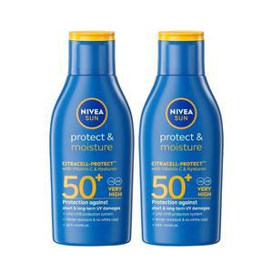 니베아 선 프로텍트 앤 모이스춰 선 로션 100ml X 2개 (SPF50+/PA++++), 자외선차단 보습선로션
