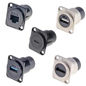 금속 D 타입 모듈 RJ45 CAT6 및 USB 2.0/3.0 C HDMI 잭 소켓, 네트워크 패널 장착 전자 커넥터