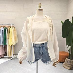 C24E7FNB031_시스루 민소매 후드셔츠 세트