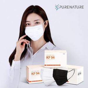 [기타][퓨어네이처] 덴탈형 KF94 마스크 50매입 대형 소형 화이트 블랙 국...